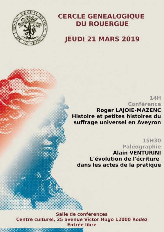Conférence à Rodez, jeudi 21 mars 2019, "Histoire et petites histoires du suffrage universel " par Roger Lajoie-Mazenc