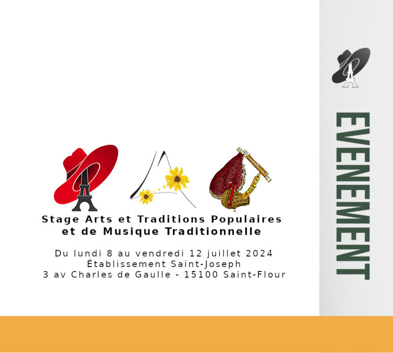 Stage de Musique Traditionnelle, d'Arts et Traditions Populaires par l'Association "Cabrettes et Cabrettaïres" d'une semaine du 8 au 12 juillet 2024