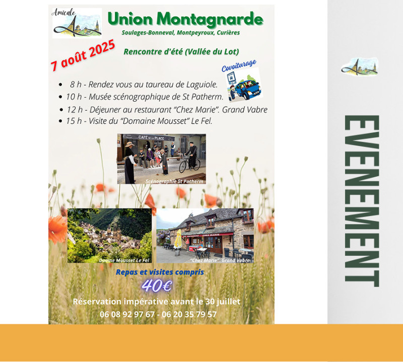 7 août 2025 : Union Montagnarde : journée d'été (Vallée du Lot)