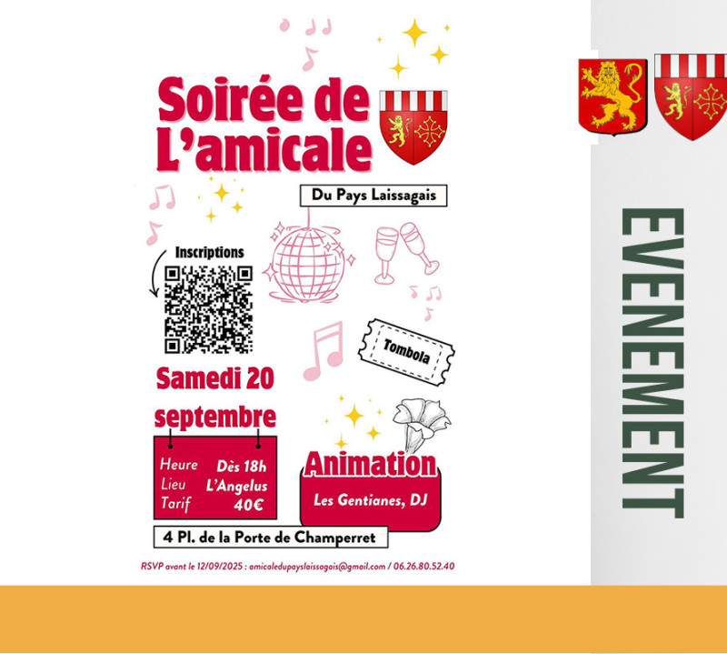 20 septembre 2025 - Amicale du pays Laissagais - Soirée dès 18h