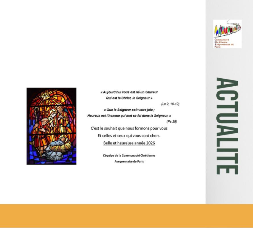 Communauté Chrétienne Aveyronnaise de Paris : Voeux 2026