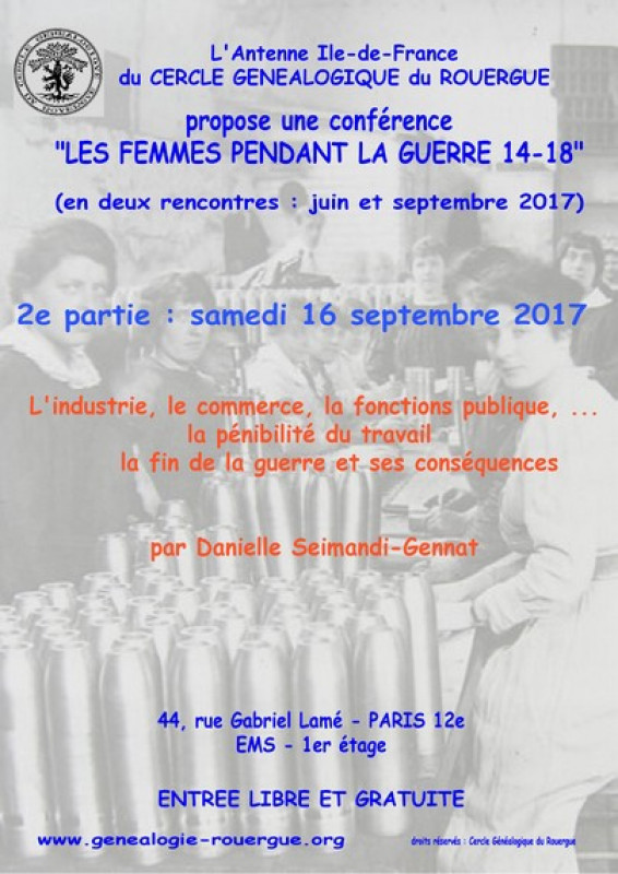 Conférence de Danielle GENNAT "Le Rôle des femmes dans la Guerre 14-18" - 2e partie