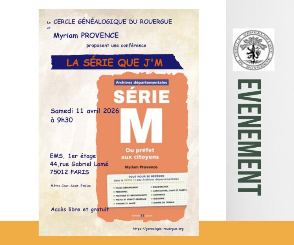 Conférence du 11 avril 2026 :  "La série que j'M" par Myriam Provence