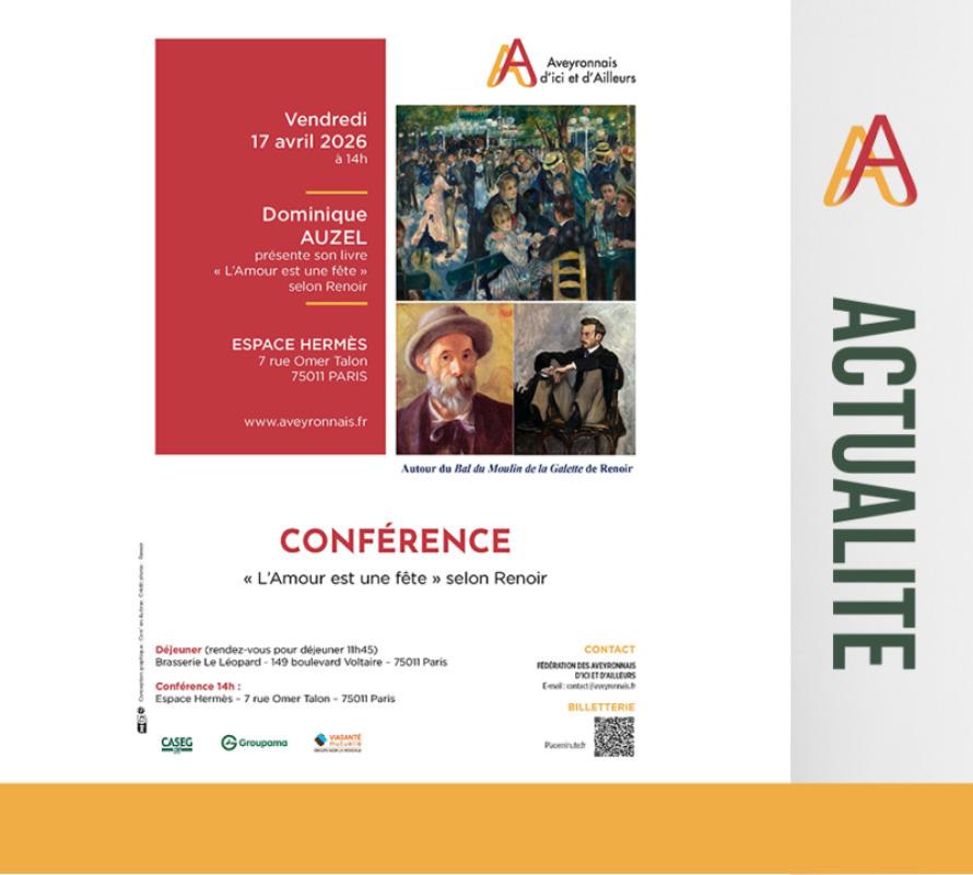 17 avril 2026 - Conférence de Dominique Auzel sur l'Amour est une fête selon Renoir