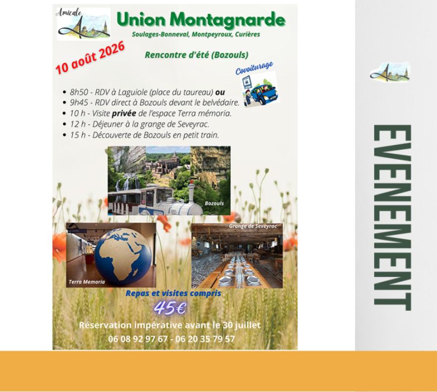 10 août 2026 - l'Union Montagnarde : rencontre d'été à Bozouls